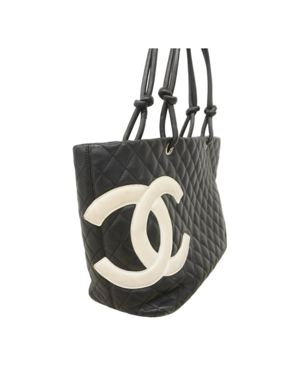 Chanel Tote Cambon Lambskin Black White Silver - Picture 2 of 10
